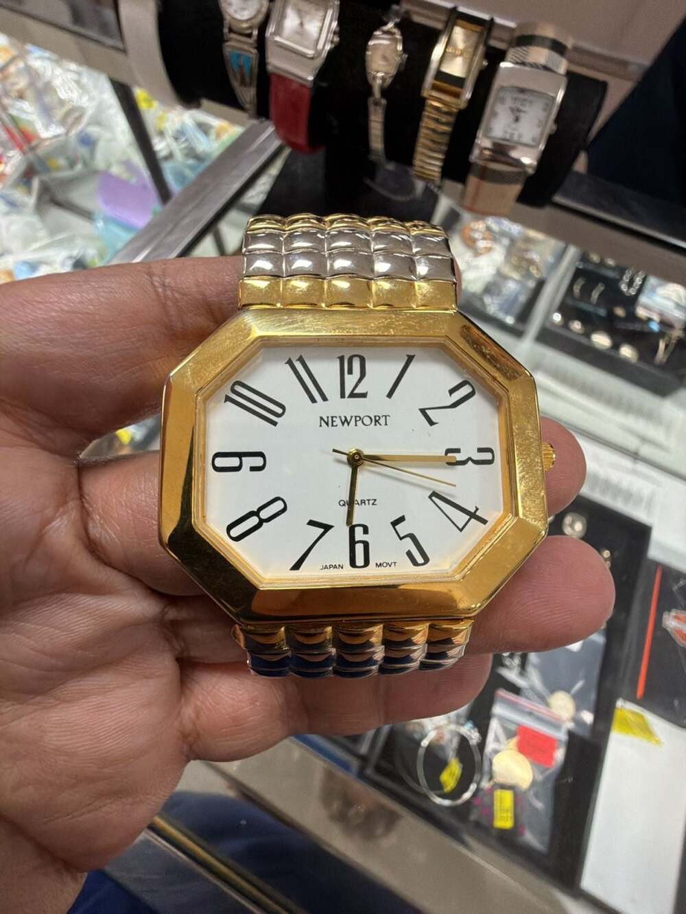 Newport Vintage Oversized Octagonal Gold-Tone Quartz Watch